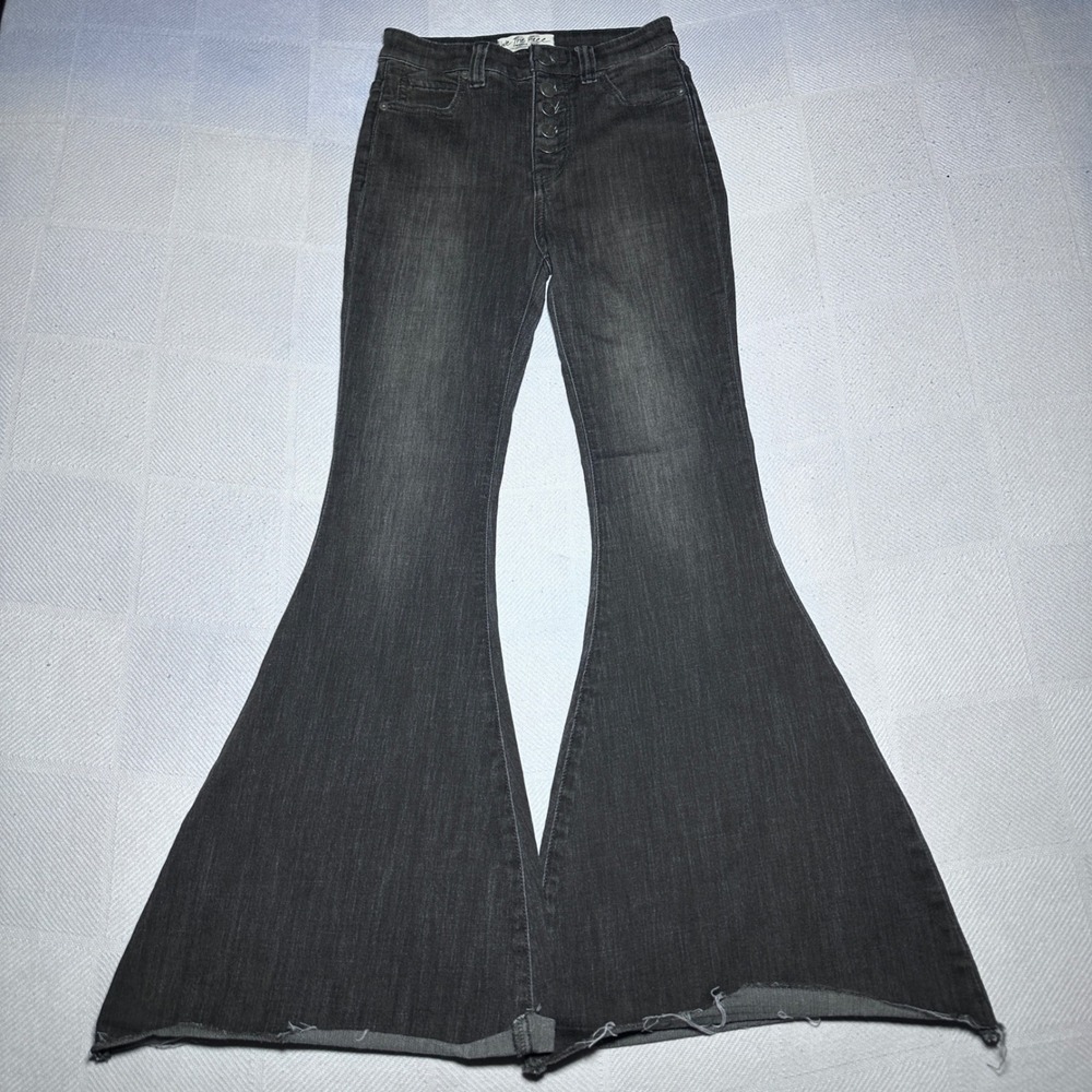 Free People Irreplaceable High Waits Flare Jeans Women 25 Bell Bottom Button Fly
